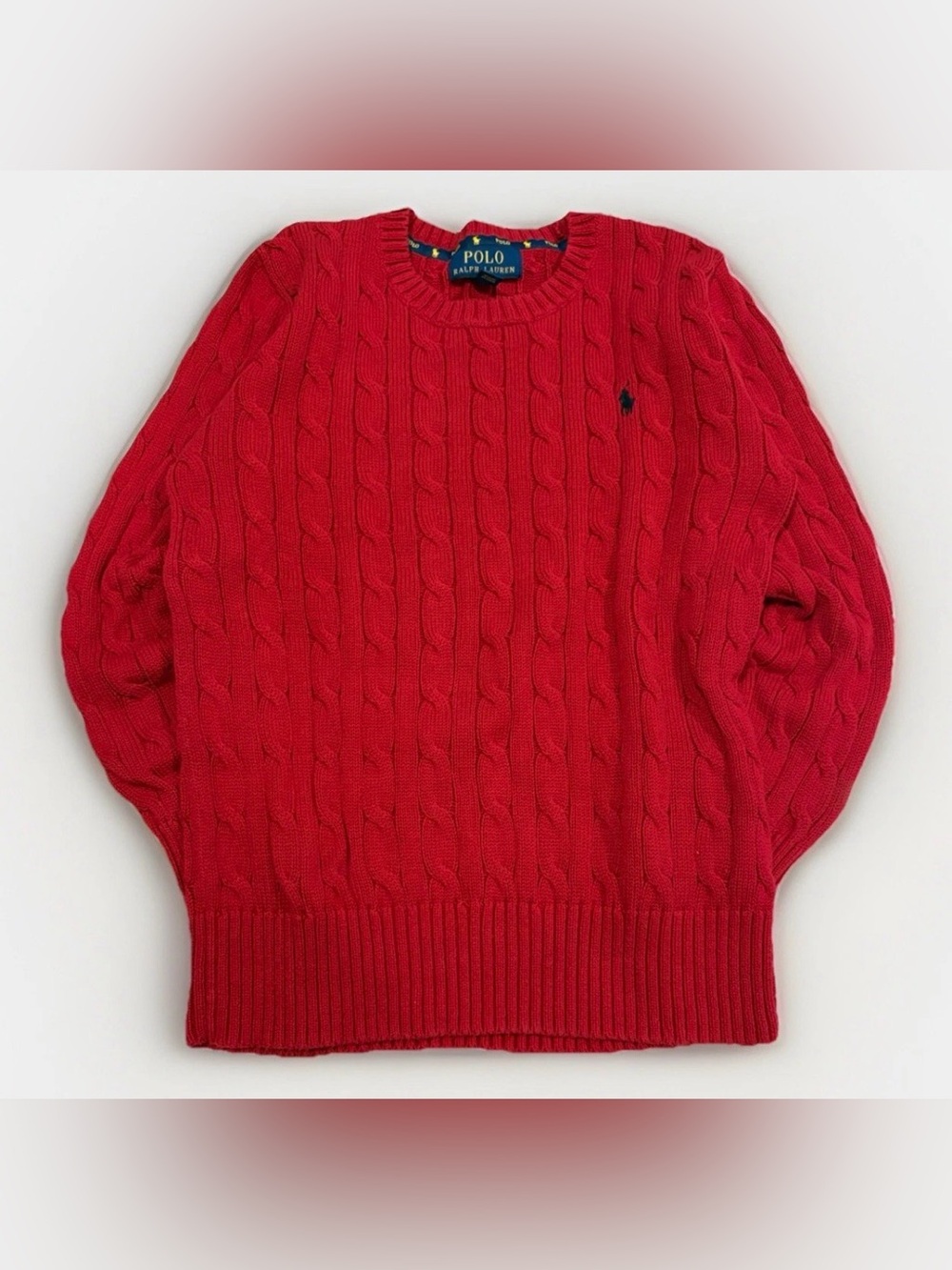 Girls Polo Ralph Lauren Cable Knit Sweater Size Medium (10/12) Red